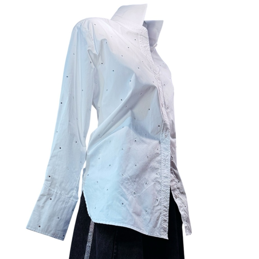 Dkny White womens Shirt with mirrored sequins Subtle Pattern.